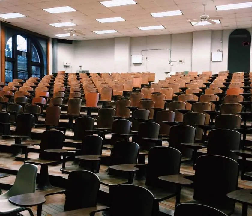 An empty lecture hall at a university