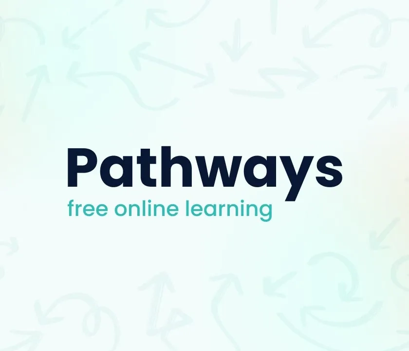 Big text says "Pathways" and small text says "free online courses"
