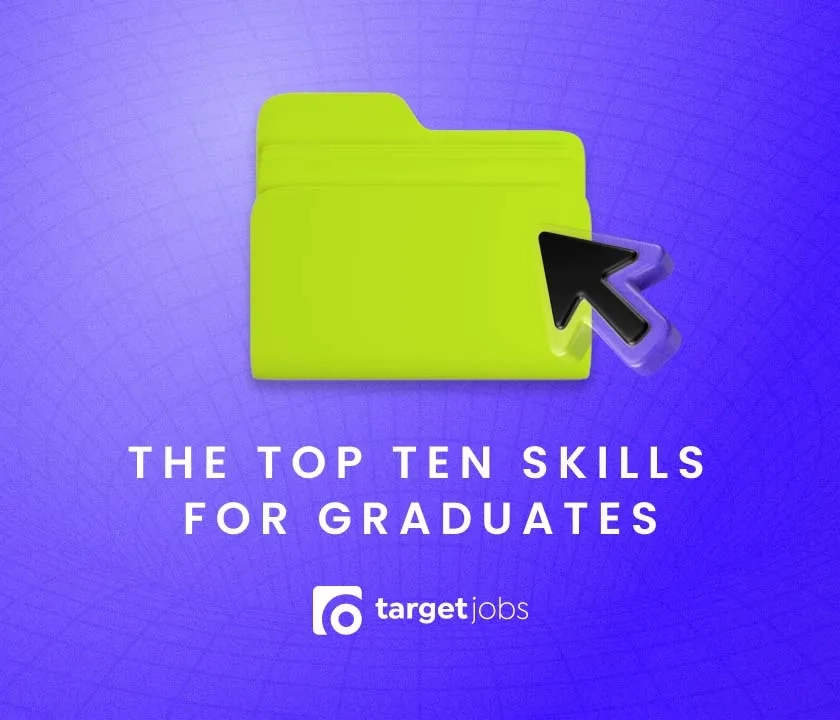 An IT icon with "the top ten skills for graduates" written underneath with a targetjobs logo